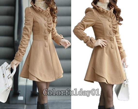 Women Coat Khaki Long Dress Spring Trench Coats by colorfulday01
