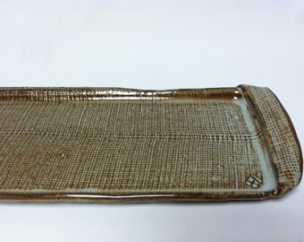 handmade serving tray, sushi platter, rectangular tray, serving platter, ceramic tray