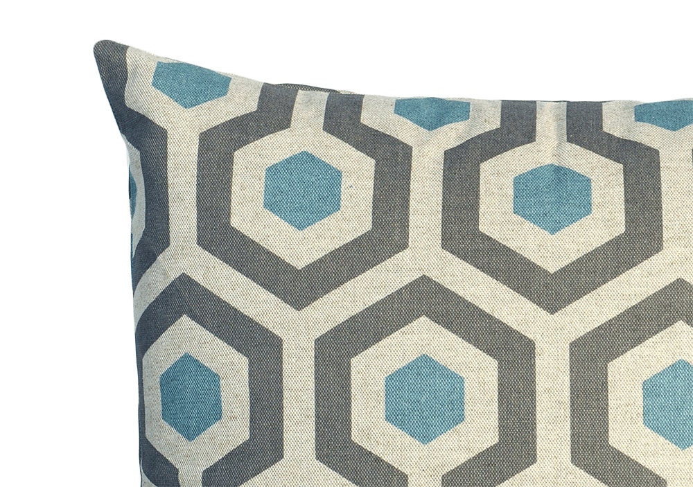 Blue and Neutral Linen Collection Decorative Throw Zipper