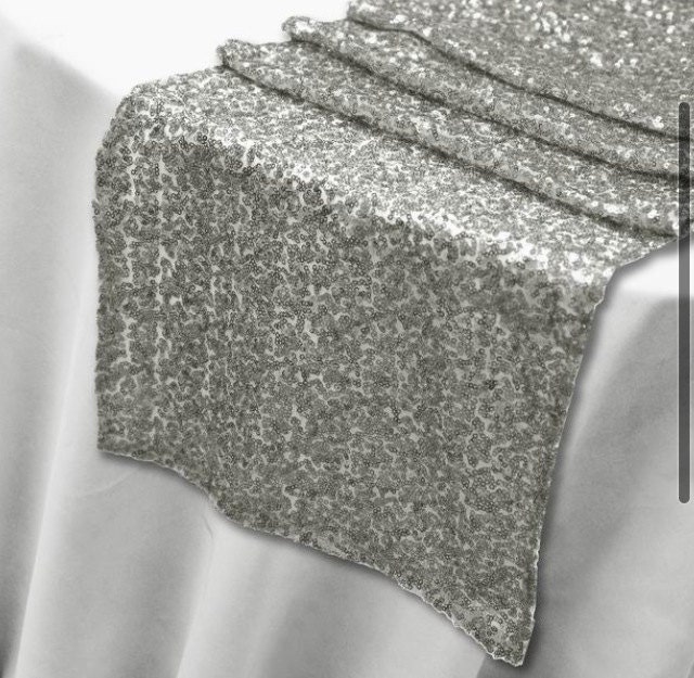 Sequin Silver Table Runner Stunning Elegant
