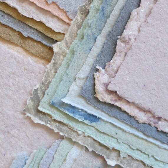 7 Handmade paper sheets with torn or deckle by PaintAndSculpt