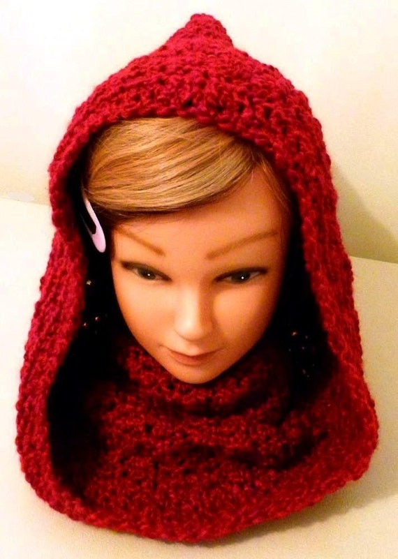 Hooded Hood, Scarf,  cozy hooded crochet scarf Infinity  Crocheted Chunky  Cozy Hoodie, Scarf,