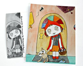 Postcard 'le petit chaperon rouge' by Erika