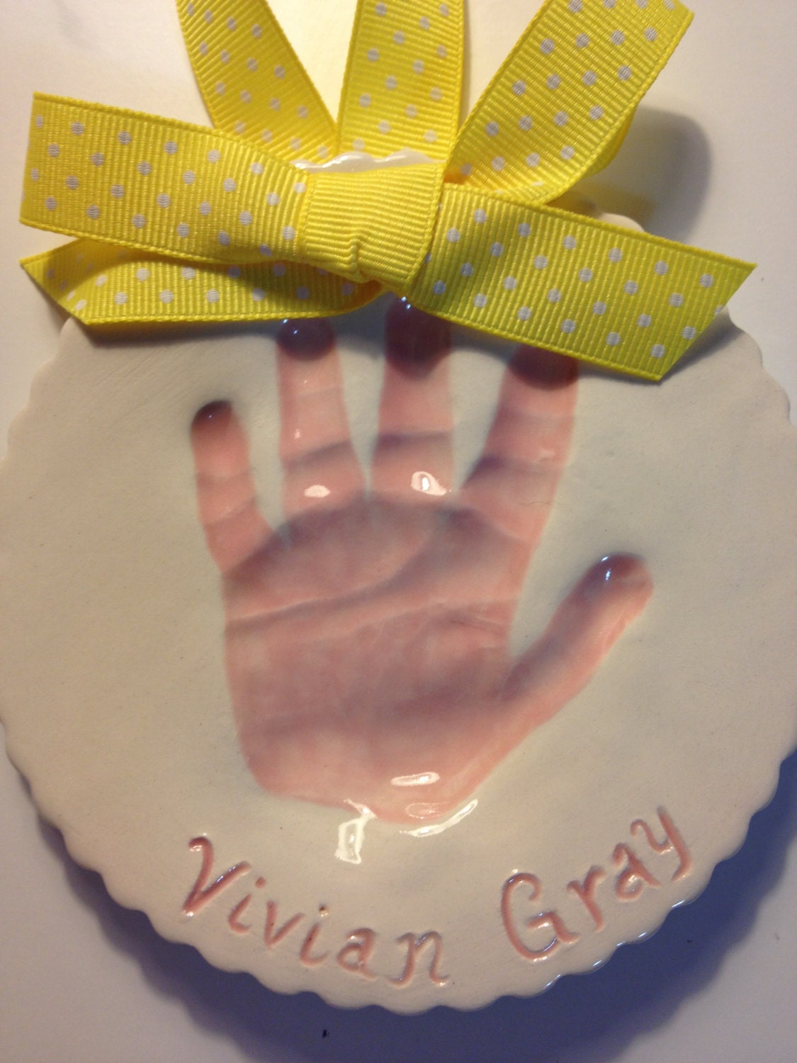 Baby Handprint Keepsake Personalized Custom by MemoriesInClay