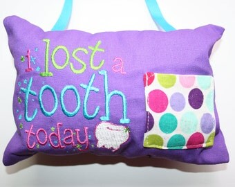 Tooth Fairy Pillow, I Lost a Tooth Today, Purple