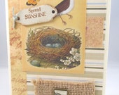 Nature Theme Card - Handmade - Rustic Chic - Bird Nest Card - Blank Card - Natural Colors - Burlap Accent - All Occasion Card - Hand Stamped