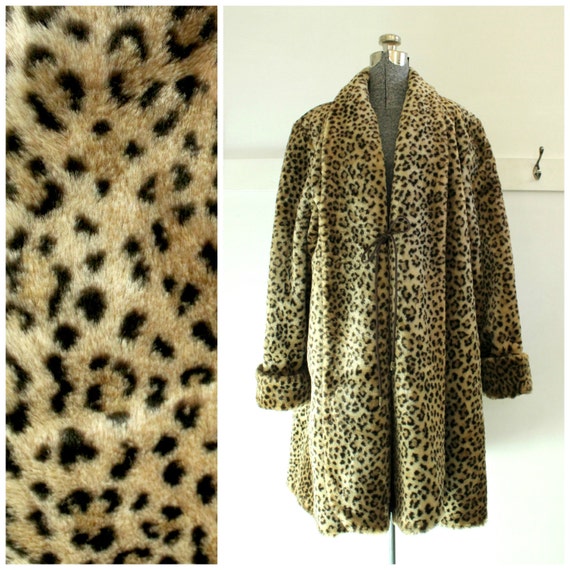 Vintage Leopard Skin Faux Fur Swing Coat J Percy For Marvin 80s Faux Fur Coat Vintage Swing Jacket Dark Brown J Percy For Marvin Richards Womens Winter