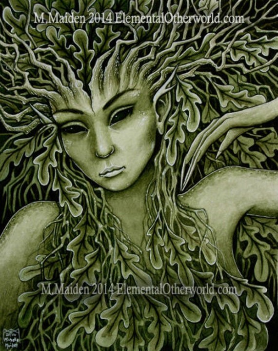 Dryad PRINT mythic nature spirit Greek Mythology pagan oak