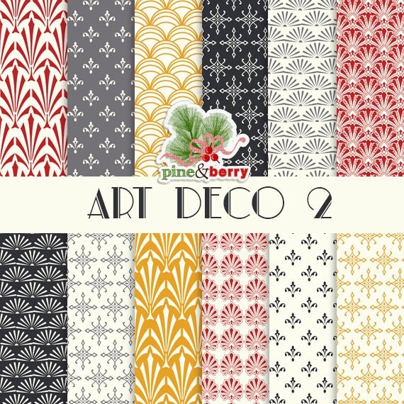 Art Deco 2 Digital Paper Pack Art Deco 12 Digital