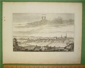 Erik Dahlberg Suecia Antiqua Engraving Print View City Kioping Koping Dated 1717