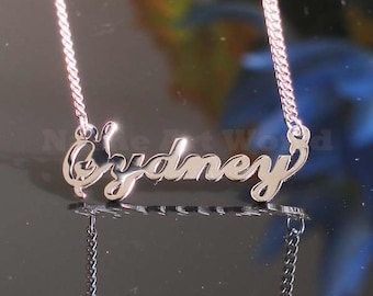 Sydney name necklaces. stainless steel. next day ship. never tarnishes. shiny silver color