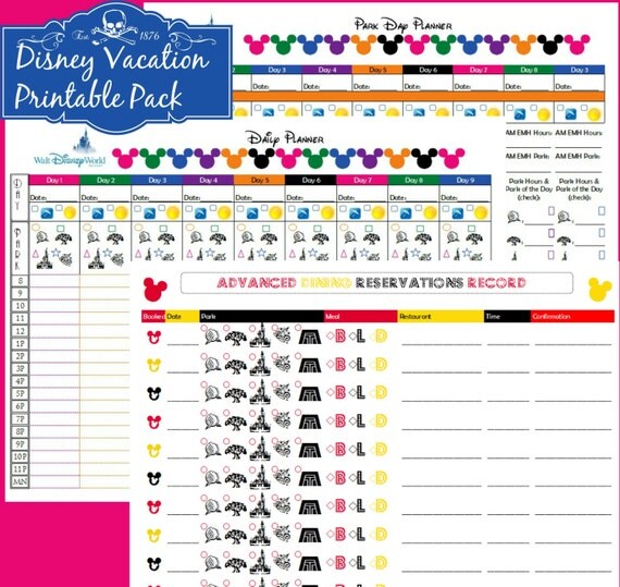 Disney world trip planner binder starter set for 9 day trip