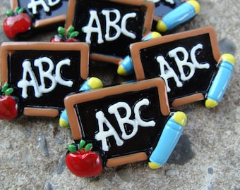 2 ABC Resin Flat back Resin School resin back to school resin hair bow resin