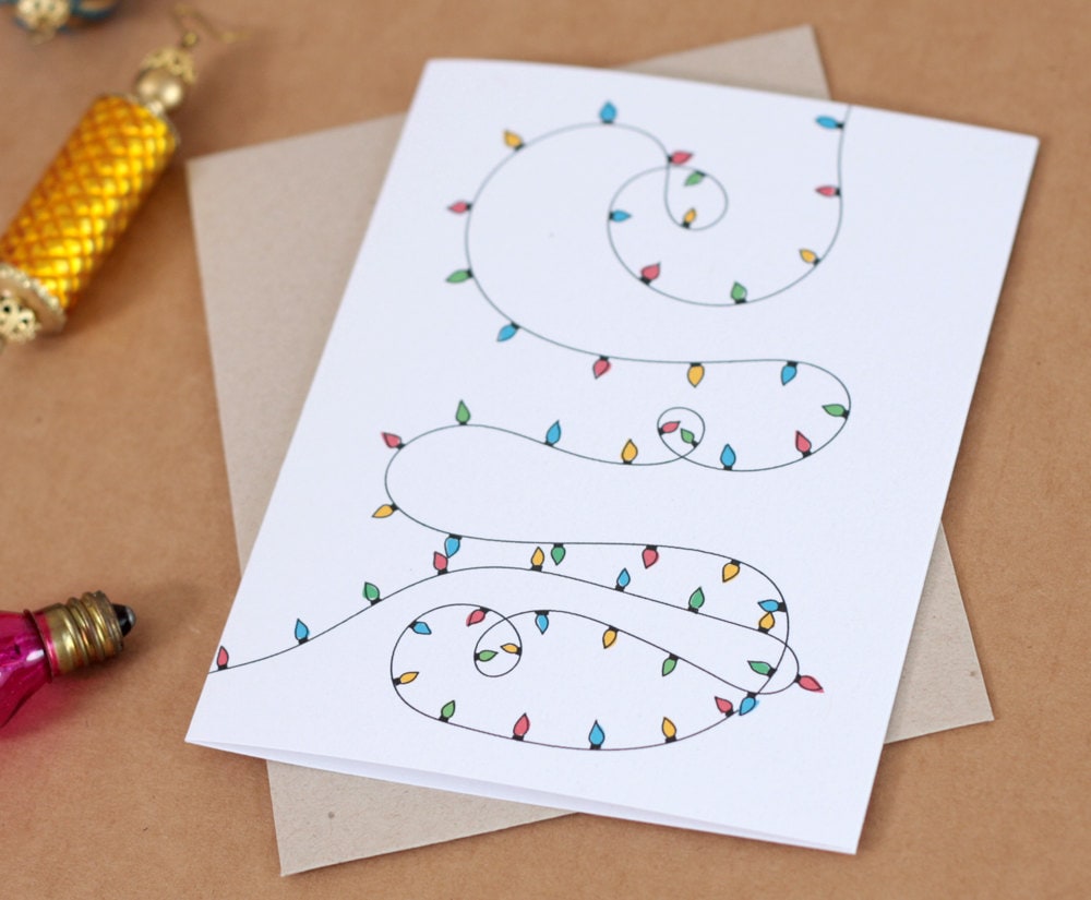 Christmas Card // Illustrated Christmas Lights // by