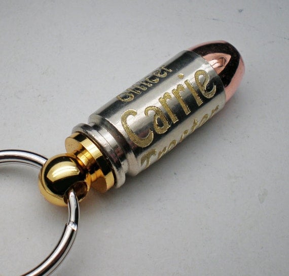 40 Smith & Wesson Bullet Engraved Personalized Police Officers Keychain Law Enforcement