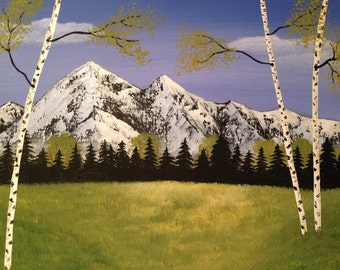 Snowy Pine Tree Painting