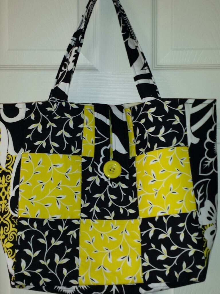 Black and Yellow tote Bag