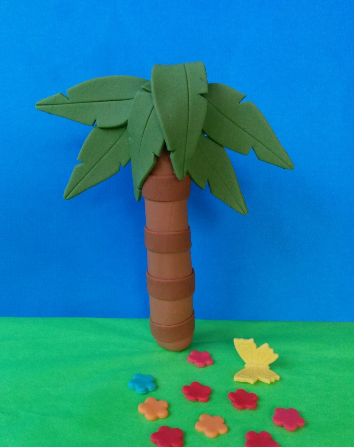 1 Palm tree 4 leaves fondant topper