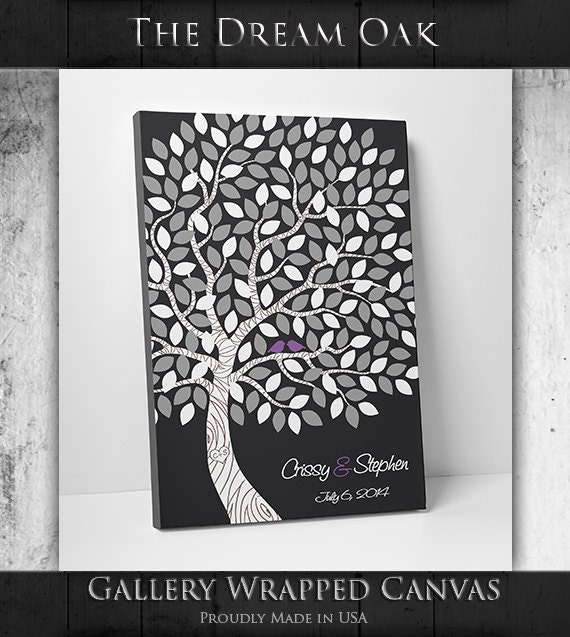 Guest Book Tree - Wedding Gifts For Bride - Modern Guest Book - 55-150 Guest Sign In - Canvas or Print - 16x20 Inches by WeddingTreePrints