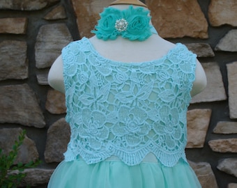 Flower girl dress, flower girl dresses, lace flower girl dress, mint flower girl dress, flower girl, dress,girls lace dress, girl dress
