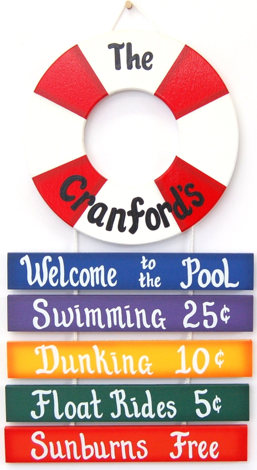PERSONALIZED Outdoor Pool Sign to the Pool Rope Sign