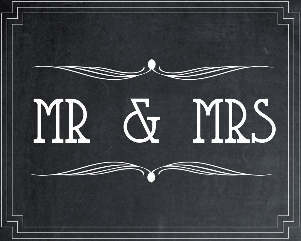 Digital download printable Mr &amp; Mrs sign chalkboard
