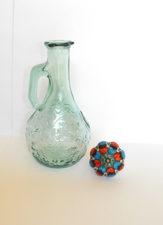 Vintage Wine Decanter Green Bottle Glass with by DeeSweetNostalgia