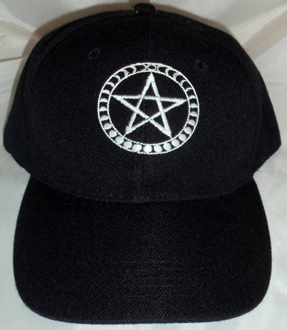 Pagan Hat BaseBall Cap with Pentacle /moon phases around it