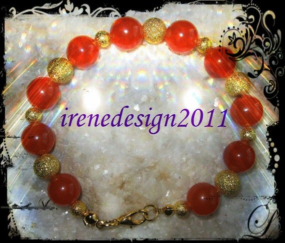 Handmade Gold Bracelet with Orange Topaz by IreneDesign2011