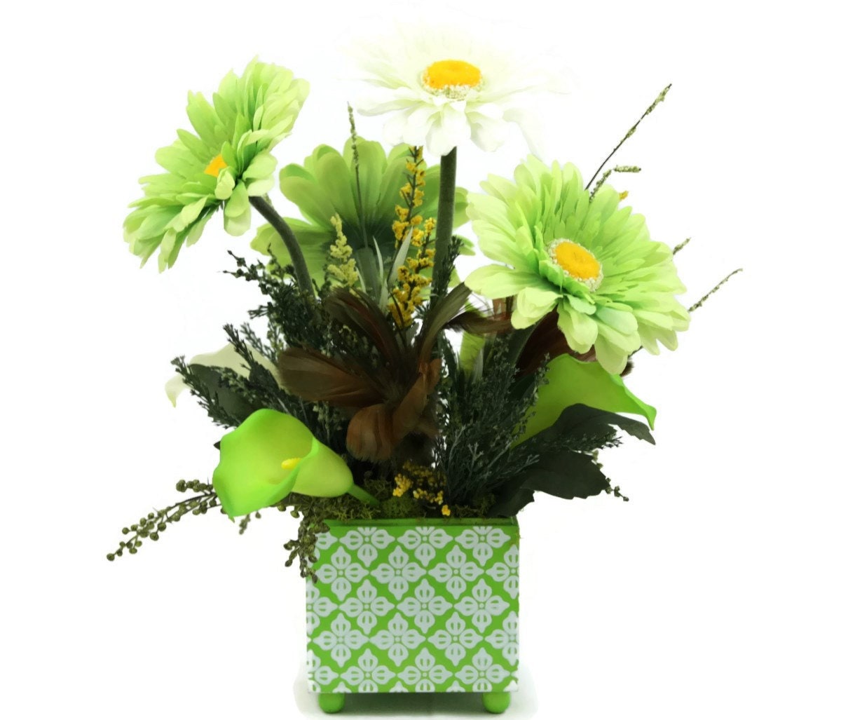 Silk Flower Arrangement Dining Table Centerpiece by Patiquefloral