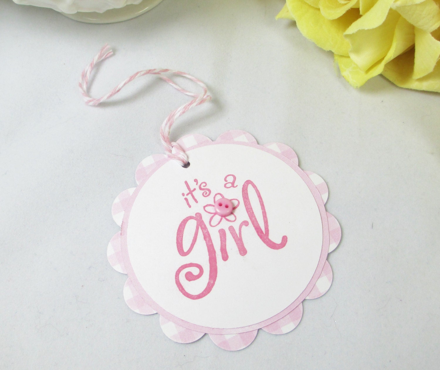 10 Baby Tags...Gift Tags Girl Baby Shower Favor Tag Pink Bag