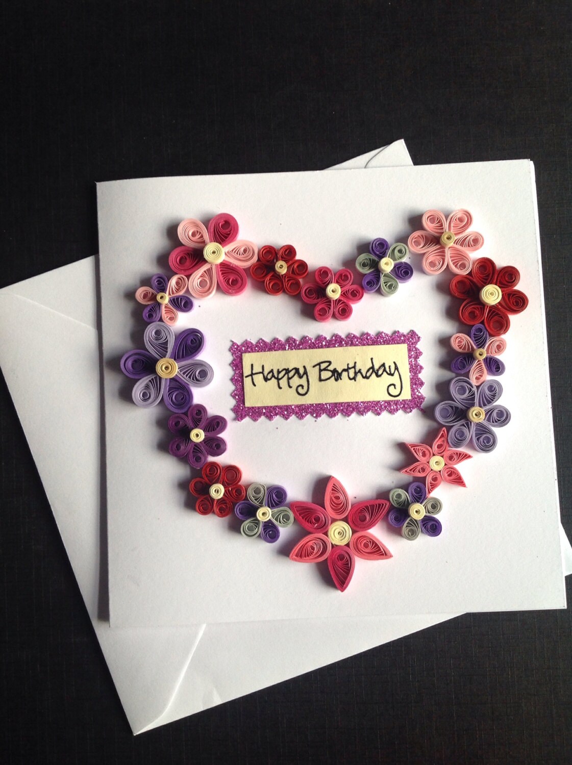 Paper Quilling Flower Greeting Card by QuillsForCards on Etsy