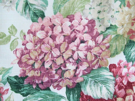 MAGNIFICENT HYDRANGEAS Cotton Print Upholstery Fabric Pinks