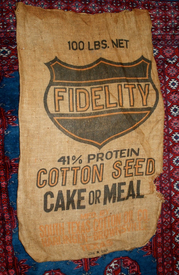 Vintage Burlap Sack Tow Sack / Feed Sack / Gunny Sack 1960s