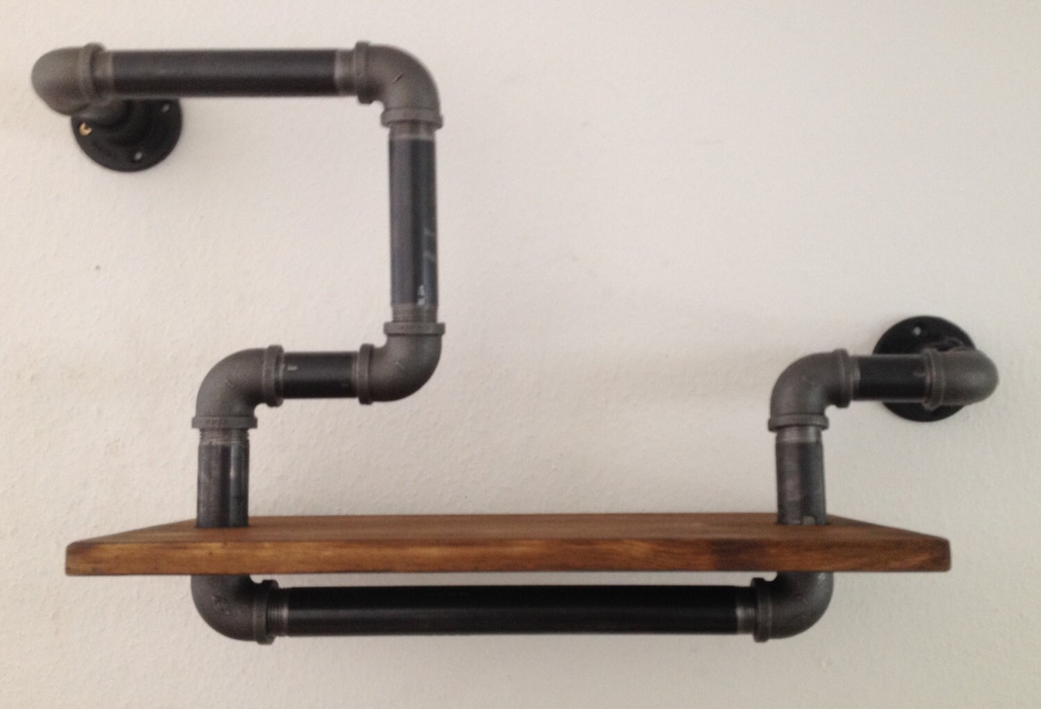 Vintage Industrial Gas Pipe Shelf Wall Mounted B by breuhaus