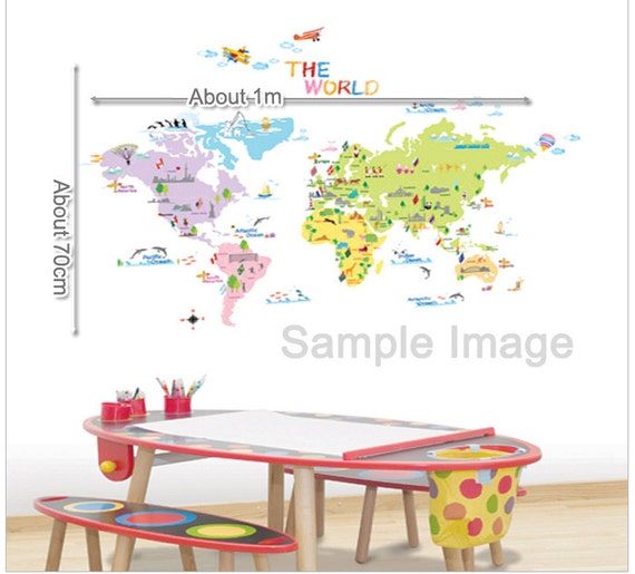 World Map(Medium size) point sticker, trip, Quick and easy to apply ...