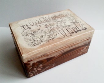 Decoupage wooden chest box gift idea patinated antiqued romantic style ...
