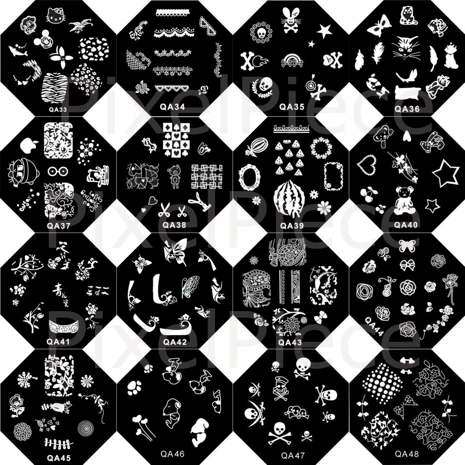 60 Design Nail Art Stamping Template Metal Image Design