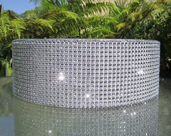 6" to 22" Round Wedding Cake Stand/Riser/Platform/Pedestal, Sparkly Rhinestone Mesh, Foil cake board top, 4" tall Styrofoam, 12 colors