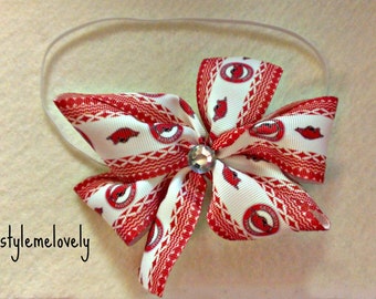 Arkansas Razorbacks Baby Girl Boutique Bow Elastic Headband