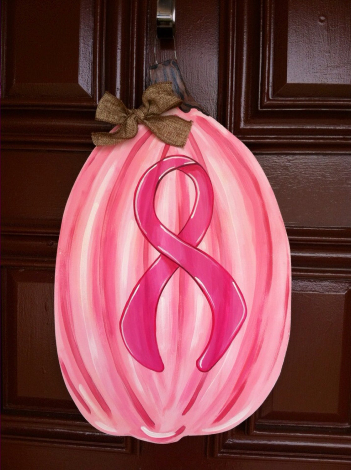 Breast Cancer Ribbon Pink Pumpkin Pink Pumpkin Door Hanger