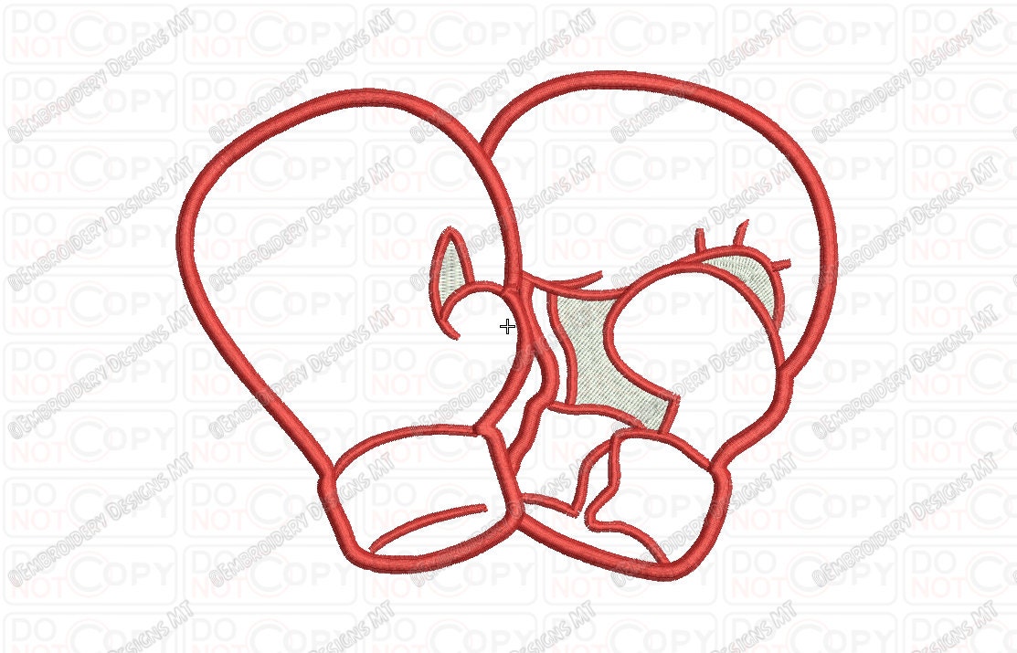 Boxing Gloves Applique Embroidery Design in 3x3 4x4 and 5x7