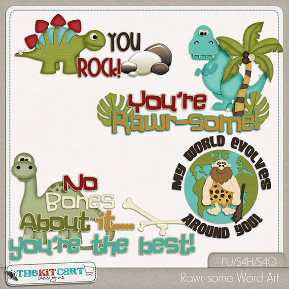 Rawr-Some Digital Scrapbook Word Art by TheKitCartDesigns on Etsy