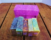 Purple Snakeskin Fabric Gift Box- Choose your own soap-Bulk Soap Deal-Soap Gift Set- Cold Process Essential Oil Soaps
