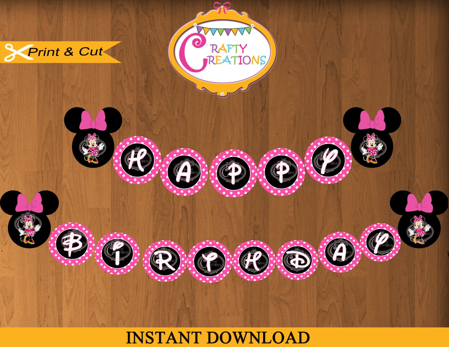 Pin by Rebecca P on Minnie Mouse birthday party | Happy birthday banner ...