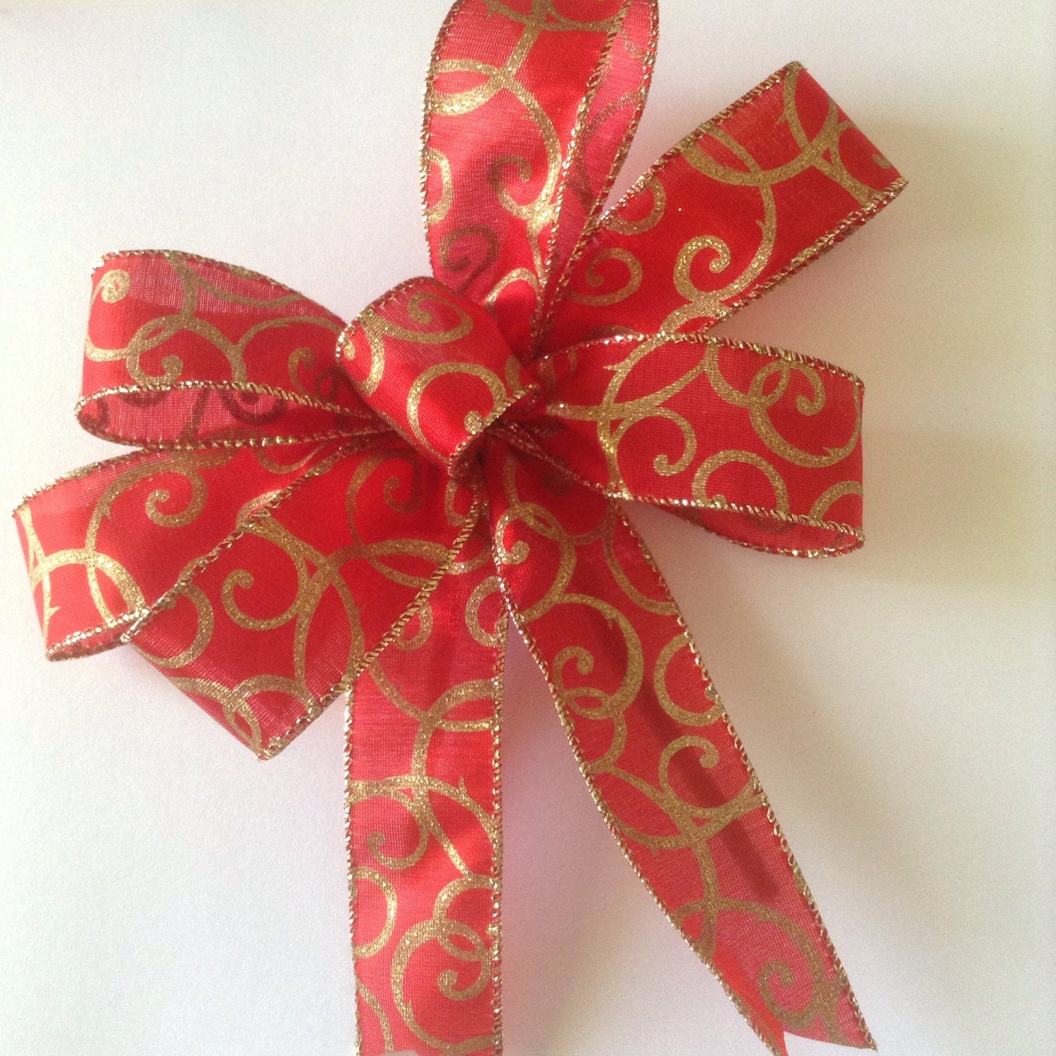 Christmas bows Red and Gold bows Decorative bows by CraftsbyBeba