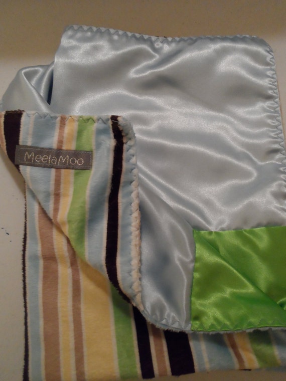 Baby Boy MInky Fleece Blanket with Silklike Back by MeelaMoo