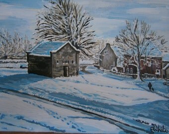 Blank Greeting card of my Original painting of Stamfordham, Northumberland