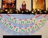 Merry CHRISTMAS Banner/Holiday Mantle Garland/Holiday Photo Bannr/Vintage Inspired Holiday Banner/Christmas Banner Il_170x135