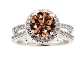 1 Carat Chocolate Color Brown Diamond Floating Halo Engagement Ring, White Diamond Accent Stones, Anniversary Ring
